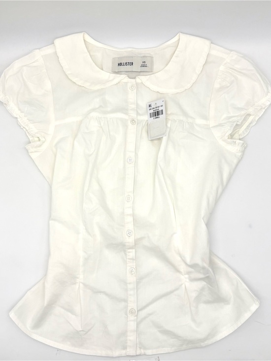Hollister Tops - Hollister White Statement Collar Cap Sleeve Button Up Blouse Japan XS